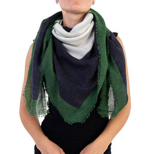 DRIES VAN NOTEN BLACK, GREEN, HONEYDEW SQUARE SCARF | WOMENS